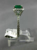 ESTATE 1.32CT DIAMOND & AAA EMERALD 14KT WHITE GOLD HALO ENGAGEMENT RING #22246