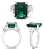 EXTRA LARGE 5.76CT DIAMOND & AAA EMERALD PLATINUM 3D SQUARE & TRAPEZOID RING