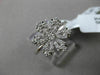 ANTIQUE .39CT DIAMOND 18KT WHITE GOLD 3D FILIGREE PAVE SNOWFLAKE FLOWER RING
