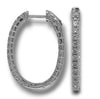ESTATE 1.22CT DIAMOND 14K WHITE GOLD ROUND INSIDE OUT OVAL HOOP HANGING EARRINGS