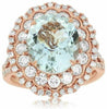 ESTATE LARGE 5.50CT DIAMOND & AAA AQUAMARINE 14KT ROSE GOLD 3D OVAL HALO RING