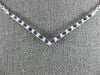 ESTATE LARGE .37CT DIAMOND & AAA SAPPHIRE 18KT WHITE GOLD 3D V SHAPE NECKLACE