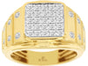 ESTATE LARGE 1CT DIAMOND 14KT YELLOW GOLD 3D ROUND PAVE ETOILE SQUARE MENS RING