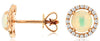 1.20CT DIAMOND & AAA CABOCHON OPAL 14K ROSE GOLD ROUND HALO FLOWER STUD EARRINGS