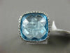 ESTATE LARGE 5.42CT DIAMOND & AAA BLUE TOPAZ 14K WHITE GOLD SQUARE FILIGREE RING