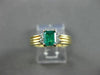 ESTATE .62CT DIAMOND & AAA EMERALD 14K WHITE & YELLOW GOLD ENGAGEMENT RING #3098