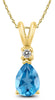 ESTATE .67CT DIAMOND & AAA BLUE TOPAZ 14K YELLOW GOLD PEAR SHAPE & ROUND PENDANT