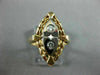 ANTIQUE .14CT DIAMOND 14K WHITE & YELLOW GOLD CLASSIC HEART FILIGREE RING #21032