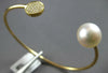 .14CT DIAMOND & SOUTH SEA PEARL 18KT YELLOW GOLD ROUND FLEXIBLE BANGLE BRACELET