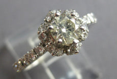 ESTATE .73CT DIAMOND 18KT WHITE GOLD 3D ROUND FLOWER ENGAGEMENT RING