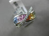 ESTATE 3.02CT DIAMOND & MULTI COLOR SAPPHIRE 14KT WHITE GOLD X DESIGN LOVE RING