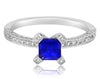 .95CT DIAMOND & AAA TANZANITE 18K WHITE GOLD EMERALD CUT & ROUND ENGAGEMENT RING