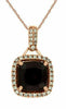 ESTATE 2.74CT DIAMOND & AAA RHODOLITE 14K ROSE GOLD CUSHION HALO CLASSIC PENDANT