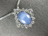 LARGE & LONG 12.10CT DIAMOND & AAA BLUE STAR SAPPHIRE 14K WHITE GOLD 3D NECKLACE