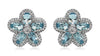 4.87CT DIAMOND & AAA AQUAMARINE 14K WHITE GOLD OVAL & ROUND FLOWER STUD EARRINGS