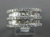 WIDE 2.50CT DIAMOND 14KT WHITE GOLD ROUND & BAGUETTE MULTI ROW ANNIVERSARY RING