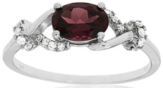 1.12CT DIAMOND & AAA RHODOLITE 14KT WHITE GOLD OVAL & ROUND INFINITY LOVE RING