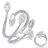WIDE .75CT DIAMOND 14KT WHITE GOLD ROUND & MARQUISE MULTI LEAF CRISS CROSS RING