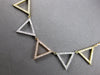 ESTATE .74CT DIAMOND 18KT TRI COLOR GOLD 3D ROUND TRIANGULAR FUN LOVE NECKLACE