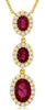 1.14CT DIAMOND & AAA RUBY 14KT YELLOW GOLD OVAL & ROUND 3 STONE JOURNEY NECKLACE
