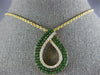 1.27CT DIAMOND & AAA TSAVORITE 18KT YELLOW GOLD TEAR DROP LOVE KNOT FUN PENDANT