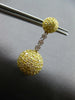 LARGE 7.28CT WHITE & FANCY YELLOW DIAMOND 18KT 2 TONE GOLD BALL HANGING EARRINGS