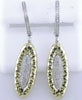 LARGE .41CT DIAMOND 14KT 2 TONE GOLD ROUND OVAL SHAPE HAMMERED HANGING EARRINGS