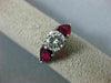 ESTATE 1.90CT DIAMOND & AAA RUBY PLATINUM PEAR SHAPE THREE STONE ENGAGEMENT RING
