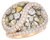 LARGE 4.39CT WHITE & MULTI COLOR MULTI SHAPE DIAMOND 18KT ROSE GOLD 3D LOVE RING