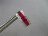WIDE 2.68CT DIAMOND & AAA RUBY 18K WHITE GOLD 3 ROW HUGGIE HOOP HANGING EARRINGS