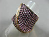 ESTATE LARGE 2.73CT DIAMOND & PINK SAPPHIRE 18KT 2 TONE GOLD MULTI ROW LEAF RING