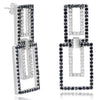 LARGE 2.39CT WHITE & BLACK DIAMOND 18K WHITE GOLD DOUBLE SQUARE HANGING EARRINGS
