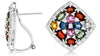 7.35CT DIAMOND & AAA MULTI COLOR SAPPHIRE 14K WHITE GOLD SQUARE CLIP ON EARRINGS