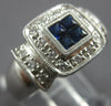 WIDE 1.32CT DIAMOND & AAA SAPPHIRE 14KT WHITE GOLD PRINCESS & ROUND SQUARE RING