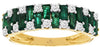 1.85CT DIAMOND & AAA EMERALD 14KT YELLOW GOLD ROUND & BAGUETTE ANNIVERSARY RING