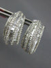 LARGE 2.94CT DIAMOND 18K WHITE GOLD ROUND & BAGUETTE SEMI HOOP HANGING EARRINGS