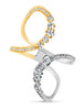 ESTATE WIDE .45CT DIAMOND 18K 2 TONE GOLD DOUBLE TEAR DROP CRISS CROSS LOVE RING