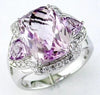 ESTATE LARGE 8.13CT DIAMOND & AAA PINK AMETHYST 14KT WHITE GOLD 3 STONE FUN RING