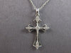 ESTATE .03CT DIAMOND 14KT WHITE GOLD 3D CLASSIC FILIGREE CROSS FLOATING PENDANT
