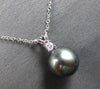 ESTATE .05CT DIAMOND & AAA TAHITIAN PEARL 14KT WHITE GOLD 3D FLOATING PENDANT