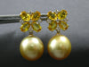 5.02CT DIAMOND & AAA YELLOW SAPPHIRE & SOUTH SEA PEARL 18KT YELLOW GOLD EARRINGS