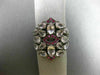 ESTATE 5.25T AAA PINK SAPPHIRE RUBY & WHITE QUARTZ 14KT WHITE GOLD 3D CROWN RING
