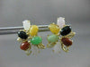 ANTIQUE LARGE AAA MULTI GEM & 14KT YELLOW GOLD FLORAL CLIP ON EARRINGS #22621