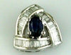 .56CT DIAMOND & AAA SAPPHIRE 14KT WHITE GOLD OVAL & BAGUETTE TRIANGULAR PENDANT