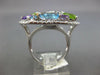 LARGE 5.03CT DIAMOND & AAA MULTI GEM 14K WHITE GOLD MULTI SHAPE CLUSTER FUN RING
