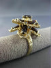 ANTIQUE EXTRA LARGE 6.0CT AAA GARNET 14KT YELLOW GOLD 3D FLOWER RING #25609