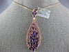 LARGE 5.04CT DIAMOND & AAA AMETHYST & SAPPHIRE 18KT ROSE GOLD TEAR DROP PENDANT