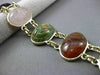 ANTIQUE LARGE JADE CARNELIAN ONYX 14K YELLOW GOLD OVAL DOUBLE ROW BRACELET 23386