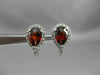 ESTATE 2.10CT DIAMOND & AAA GARNET 14KT WHITE GOLD HALO HEART LEVERBACK EARRINGS