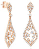 1.0CT DIAMOND 14KT ROSE GOLD OPEN FILIGREE FLORAL TEAR DROP FUN HANGING EARRINGS